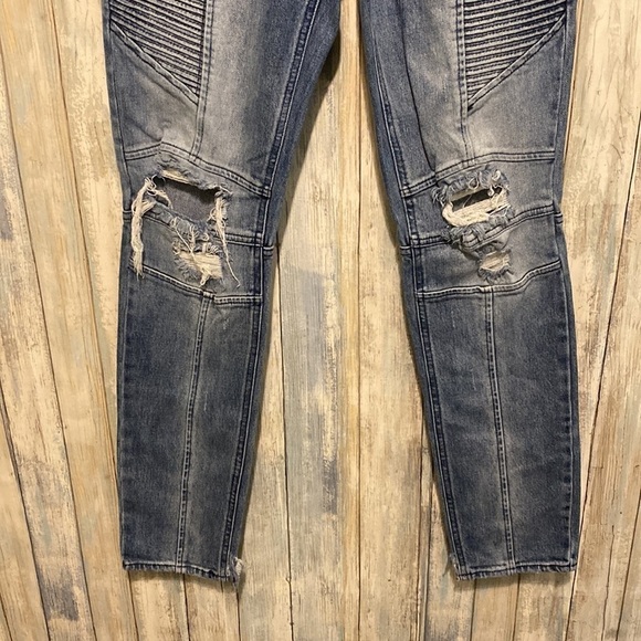 Pacsun | Mens Moto Stacked Skinny Distressed Biker Jeans | 31X333 - Picture 7 of 12
